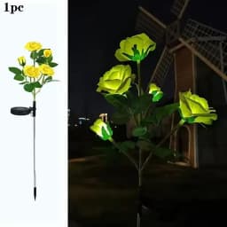 1PC Solar 5-Head Rose Flower LED Light,Outdoor Plug-in Decoration Lights,Landscape Lightting For Garden Lawn Yard Path Graveyard