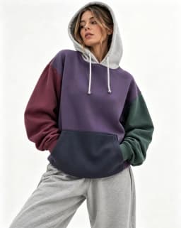 Fall Winter Patchwork Color Block Hoodie Men Women Drawstring Kangaroo Pocket Long Sleeve Oversized Streetwear Pullover