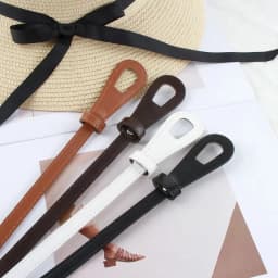 Women's Thin Knotted Belt Vinatge Solid Color PU Leather Long Skinny Waist Belts Female Lady Dress Coat Decorative Straps