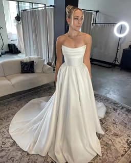 Rode De Morrie Luxurious Thick Satin A Line Wedding Dresses Lace up Bridal Grown Vestido De Noival Customized