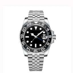 40MM Custom Logo New Men Quart Wristwatch Jubilee Stainless Quartz GMT Watch Sapphire Glass Men Watches Waterproof Luminous