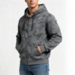 Men Tie Dye Zip Up Hoodie Heavyweight Full Zip Hooded Sweatshirt European High Street Loose Streetwear Autumn Casual Outerwear J