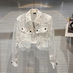 Fall 2026 New Style Small Fragrance Wind English Letter Transparent Mesh Shirt Short Outerwear Top Women's Casual Fashion
