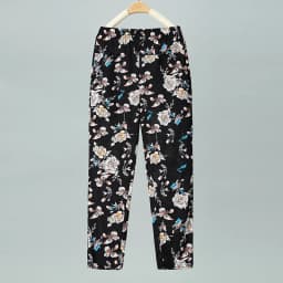 High Waist Floral Pants Summer Thin Nine Points Ice Silk Loose Straight Leg Trousers for Mom And Grandma Comfortable Casual P...