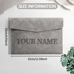 Personalized PU Leather A4 File Folder Custom Name Magnetic Closure File Bag Waterproof Document Laptop Bag for Office School