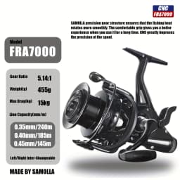 CAZULO New dual brake spinning wheels, seamless slanted mouth wire cup front and rear brakes, long throw carp wheels