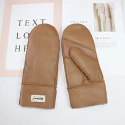 New Winter Warm Women's Sheepskin Gloves Thickened Wool Lined Solid Finger Leather Gloves