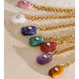 Yhpup New Arrivals Natural Stone Rectangle Triangle Necklace Pendant Exclusive