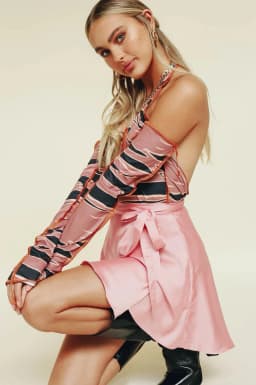 Elegant Stylish Summer Solid Color Midi Skirt High Waist Fashion One Piece Tie Short Skirt Chiffon Satin Wrap Sexy Mini Skirt