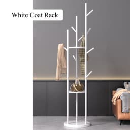 Luxury Metal Freestanding Coat Rack Tree Shape Garment Rack Adjustable Height Coat Stand with Storage Shelves for Hallway Home