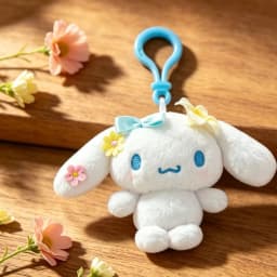 Genuine Licensed Sanrio Plush Keychain, Floral Hello Kitty & Cinnamoroll Soft Fluffy Doll Charms, Cute Bag Pendant, Perfect Gift