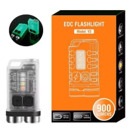BORUiT V3 LED Keychain Portable 900LM EDC UV Flashlight Work Light Type-C Rechargeable Mini Torch with Magnet UV Pocket Lantern