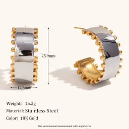La. Muses Mix Color Round Bead Edge Smooth Stainless Steel Women's Earrings Ring Bracelet Set High-end Design Jewelry Gift