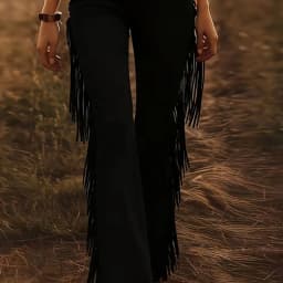 Chic Elegant Tassel Slim Flare Pants Woman Spring New Casual High Waist Stretch Trousers Vintage Solid Streetwear Pants Harajuku
