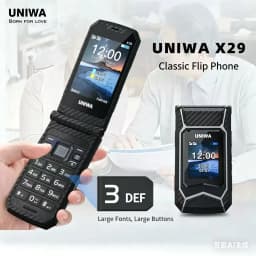 UNIWA X29 Flip Mobile Phone Big Push-Button Clamshell Cellphone 2G Phone Senior Dual Sim Support MP3 MP4 FM Clamshell Cellphone