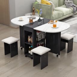 Folding Dining Table Set 4 Chairs Italian Nordic Luxury Dining Table Decorate Simple Mesas Y Sillas De Comedor Kitchen Furniture