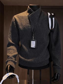Thickened Stand Collar Sweatshirt Men's Casual Style Inner Wear Base Shirt Heavyweight Leisure Top for Autumn Winter