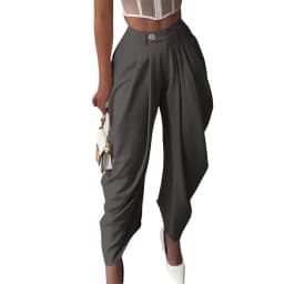 2026 Trend Mid Waist Women's Cargo Harem Sweat Pants with Ruched Design Casual Street Style Trousers Office Ladies Work Trousers