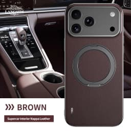 Magnetic Leather for Magsafe Case for iPhone 18 17 Pro Max Air 17Pro 18Pro Ring Luxury Lens Protection Holder Phone Back Cover
