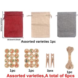 3/6/25/52pcs Multi Color Party Drawstring Gift Bag and 1-24 Round Label with Clip and Hemp Rope, Christmas Calendar Countdown