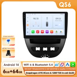 Snapdragon 8Core Android 14 Car Radio For Peugeot 107 Toyota Aygo Citroen C1 2005 - 2014 wireless CarPlay Android Auto 4G BT5.4