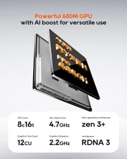 Aoostar Maco 6850H Mini Pc, Amd Ryzen 7 Pro 6850H 8C16T, 24Gb Lpddr5, 1Tb Pcie 4.0 Ssd, Hdmi+Dp+Usb4, Wifi 6, 2.5g Lan, Windows 11 Pro