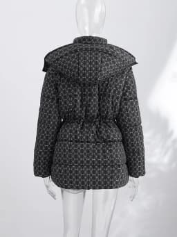 Fashion Printed 2026 Women's Winter Down Jacket With Hood Zipper Slim Long Sleeve Warm Thicken Quilted Padded Jackets Outerwears