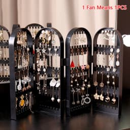 Folding Earrings Studs Display Rack Necklace Jewelry Shelf Stand Holder Panels Screen Organizer Storage Box