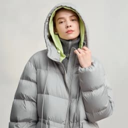 AMII Hooded Down Jacket 2026 Winter New Warm Zipper Long Sleeve 85% White Duck Down Coat Woman Loose Straight Long Coat 12524017