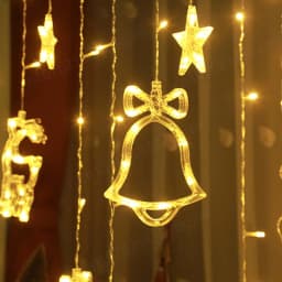 3.5m Christmas Deer Bell Star Lights LED Curtain Garland Fairy String Lights New Year Decoration for Wedding Party 2023 Holiday