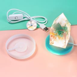 Silicone Mold with LED Light Set for Resin Crafts LED Lights Display Base Round Square Lighted Stand for Crystal Art