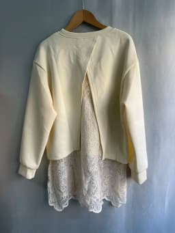 Lace Splicing Fake Two-piece Pullover Round Neck Sweatshirt for Women Autumn Winter Versatile Top Jacket