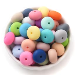 14mm 50Pcs Mini Abacus Silicone Beads Food Grade Saucer Loose Beads for Baby Teether Necklace Pacifier Clip Jewelry Making