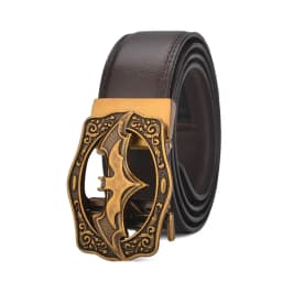 Vintage Bat Silver Gold Automatic Buckle Belt for Men Genuine Leather Plus Size Big 120 130 140 150 160 170cm Brown Black Belts