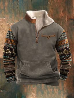 Spring Autumn New Men Wool Collar Half-zipper Hoodies Sweatshirts Print Casual European American Trend Jacket Long-sleeved Tops