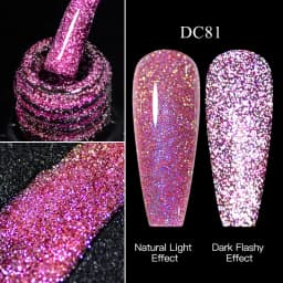 Mtssii Reflective Glitter Gel Pink Sparkling Sequins Gel Nail Polish Soak Off UV Nail Gel Semi-permanent Nail Art Decoration