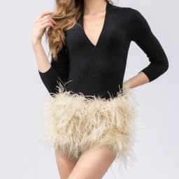 Real Ostrich Feather Fur Short Pants Hot Pants Sex Fashion 23A0409