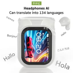 HTC NE20 AI Translation Earbuds - ANC Noise Cancelling, Touch Screen, 135 Lang. Support, Business Conference, Travel Headphones