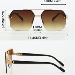 1pcs Stylish Men's Double Bridge Square Sunglasses, Anti-Reflective, Metal and Acetate Material for Daily Wear.