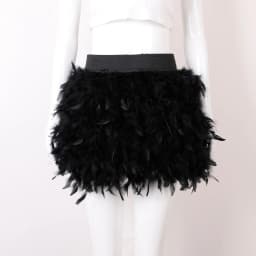 Women Solid Fluffy Feather Mini Skirt Elastic High Waist Short Skirt Halloween Carnival Party Stage Cosplay Costume Club Outfit