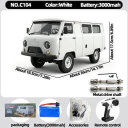 WPL C104 1:12 4WD Off‑Road Van Truck RC Car Four‑Wheel Drive UAZ‑452 Simulated RC Model Vehicle Electric Toy Car for Boys Adults
