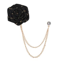 Korean Style Handmade Rose Flower Brooch Pin for Men Wedding Groomsmen Tassel Chain Lapel Accessory Cloth Art Suit Badge