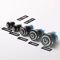 12/16/19/22mm High Head Metal Black With LED Light Waterproof Button Momentary Latching Switches With Power Mark 12V 24V 220V