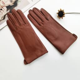 New Leather Gloves Women's Sheepskin Touch Screen Unlined Thin Fashion All-Match Solid Color Riding and Driving Gloves
