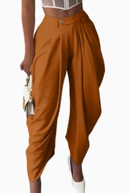 New Women's Pants High Waist Loose Drape Irregular Small Feet Casual Pants Trousers Solid Color