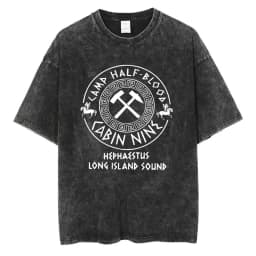 Vintage Washed Percy Jackson Tee Shirt Camp Half-Blood Harajuku Aesthetic T-shirt Men Women Casual Oversized T Shirts Streetwear