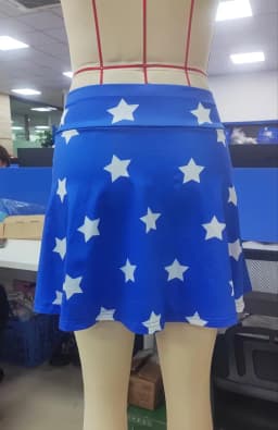 Women Star Print Blue Flared Mini Skirt High Waist A‑Line Short Skirt Halloween Cosplay Party Costume Fancy Dress Bottoms