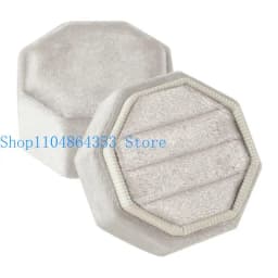 Octagonal Velvets Rings Box for Three Rings Soft Flannel Engagement Display Case Flannel Jewelry Organizers for Rings