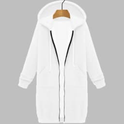 Long Zip Hooded Sweat Jacket For Women Drawstring Long Sleeve Outerwear With Side Pockets For Cold Season Daily Matching
