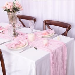 Wrinkle Gauze Table Runner Cheesecloth Semi-Sheer Table Setting Dining Wedding Party Christmas House Banquets Arches Decor